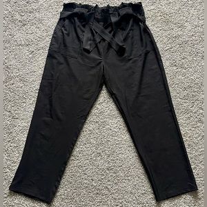Black Trouser Tie Paper Bag Pants